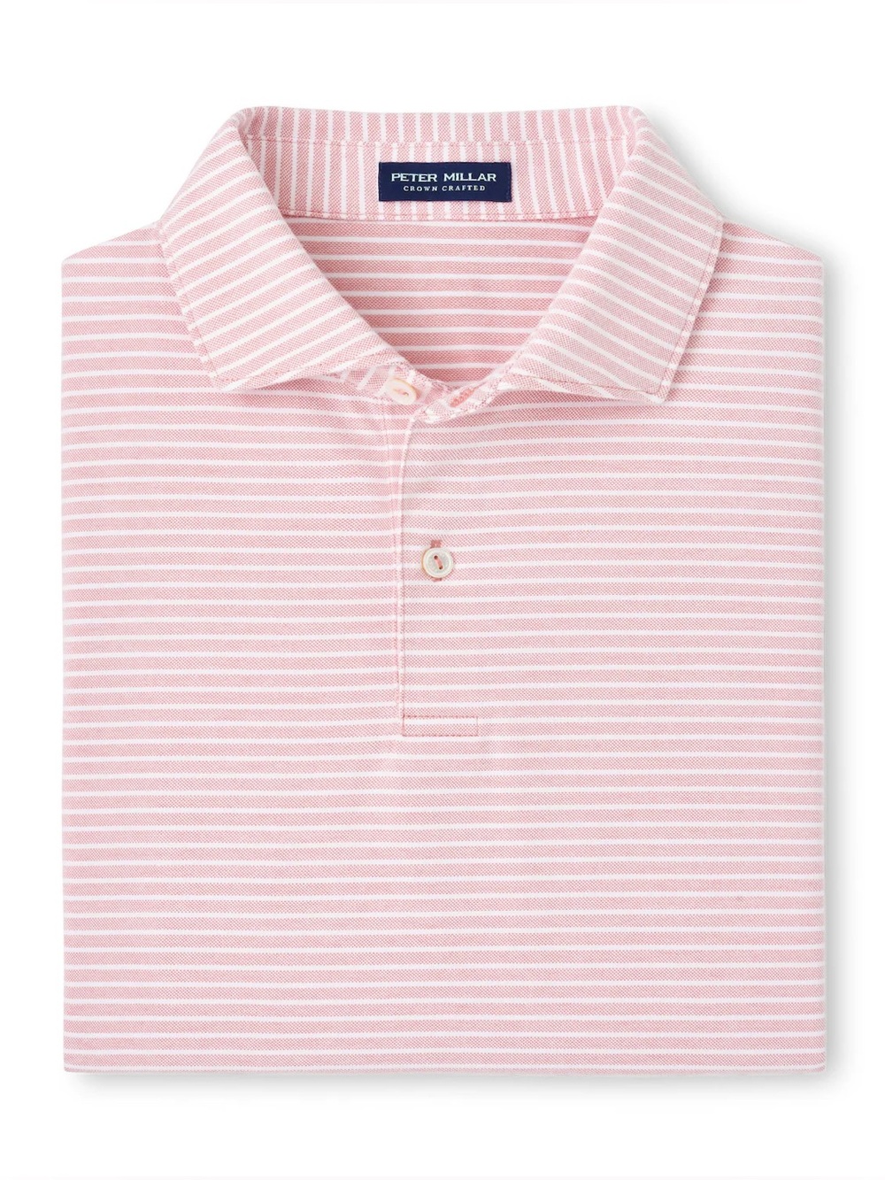 Peter Millar Albatross Stripe Cotton Blend Piqué Polo Pink Crepe Size XL NWT